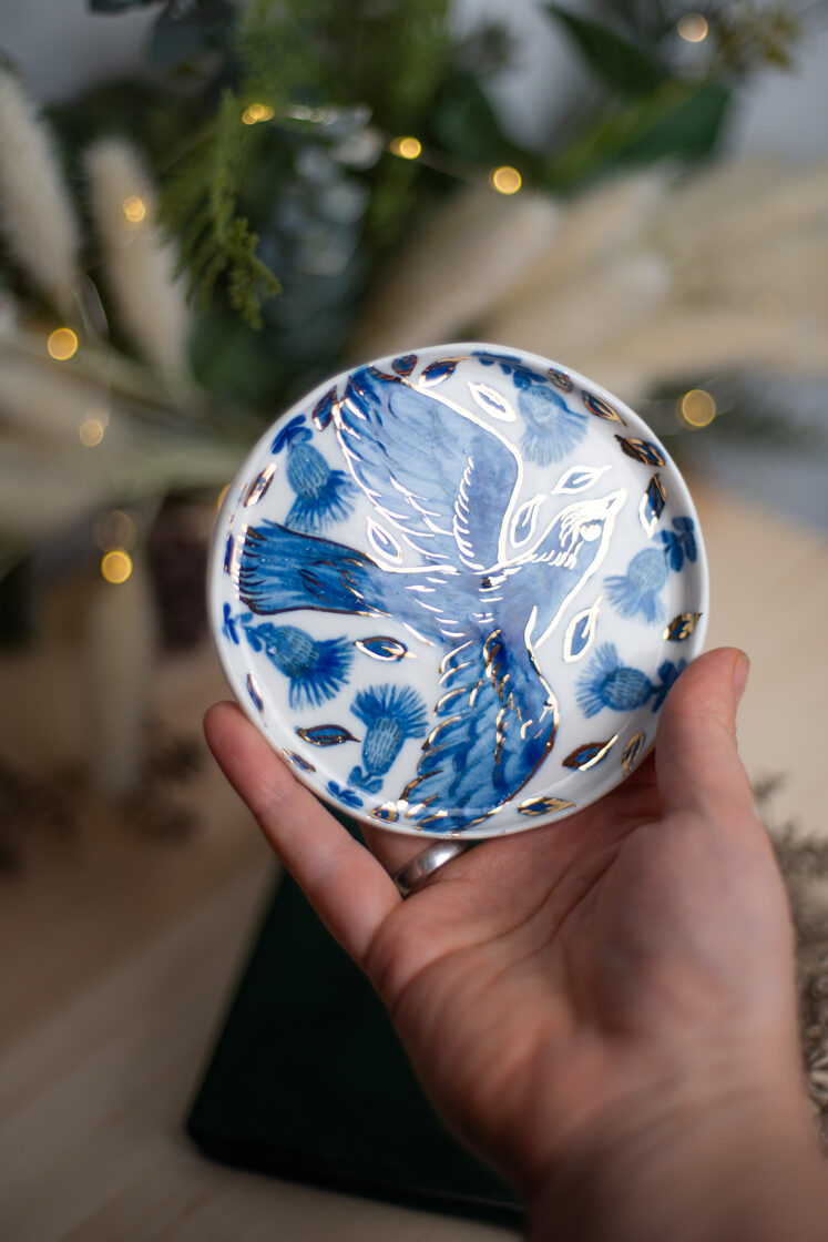 Zilie putni | Porcelāna skīvji