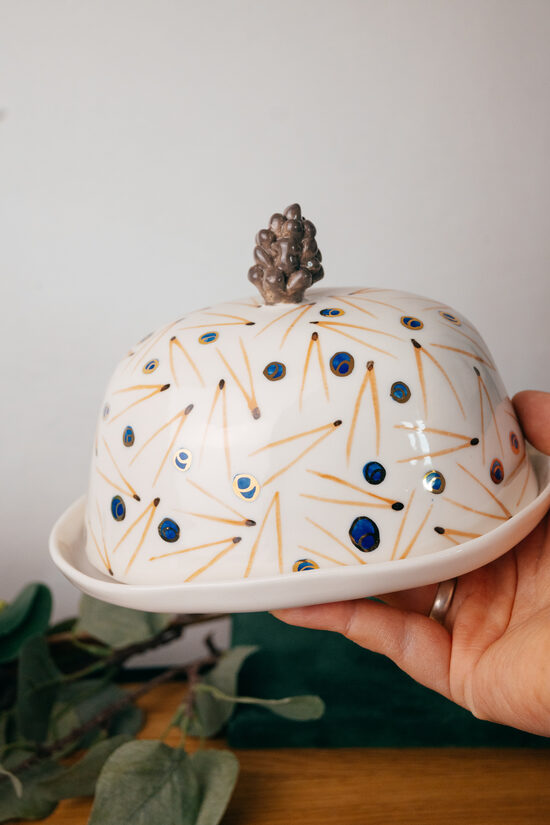 Skujas un mellenes | Porcelāna sviesta trauks