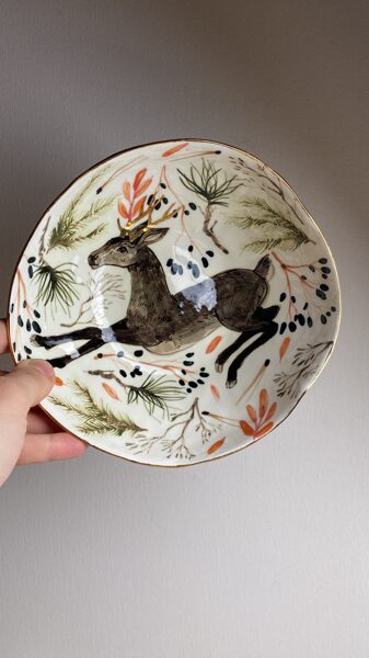 Deer | Hand painted porcelain bowl