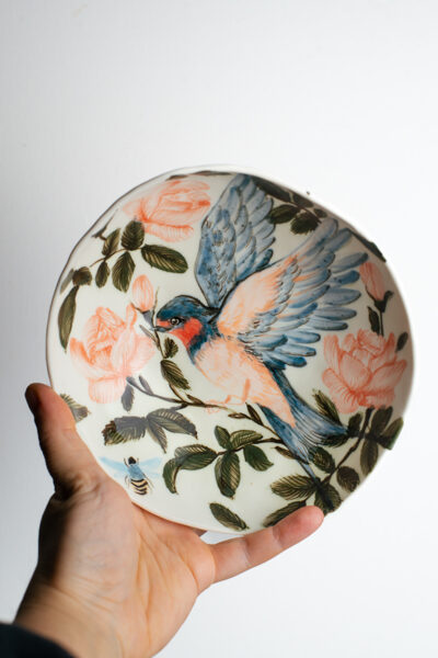 Swallow | Hand painted porcelain bowl